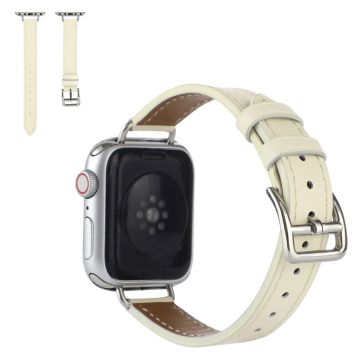 Apple Watch 40mm yksinkertainen aito nahkaranneke - Valkoinen