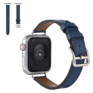 Apple Watch 40mm yksinkertainen aito nahkaranneke - Sininen