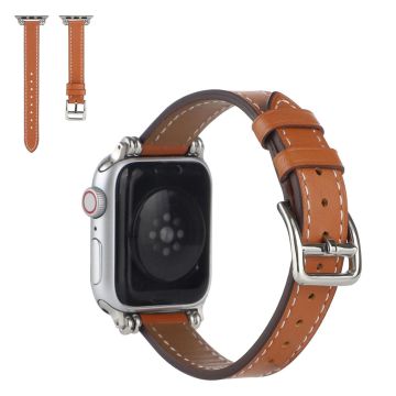 Apple Watch 40mm helmikoristeinen nahkakellon hihna - Khaki