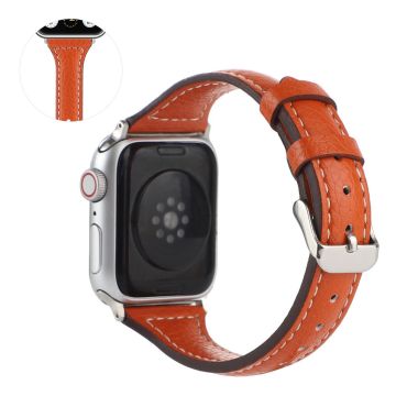 Apple Watch 40mm litchi-tekstuurinen nahkaranneke - Oranssi