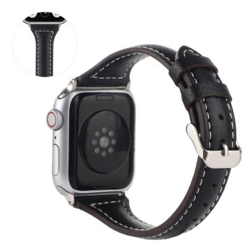 Apple Watch 40mm litchi-tekstuurinen nahkaranneke - Musta