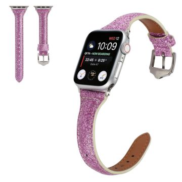 Apple Watch 40mm glitteri jauhe nahkainen kellonhihna - Violetti