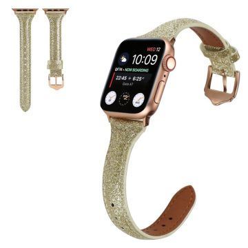 Apple Watch 40mm glitteri jauhe nahkainen kellonhihna - Kulta