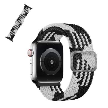 Apple Watch 40mm nylonkuvioinen kellonhihna - Musta Ja Valkoinen