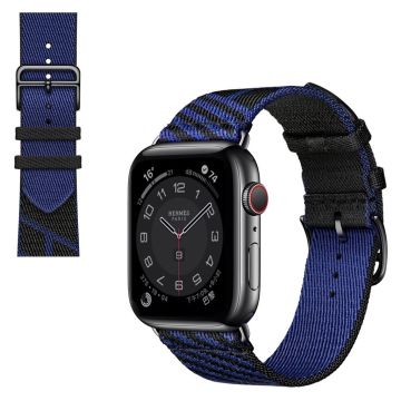 Apple Watch 40mm kaksivärinen kankainen ranneke - Musta / Sininen