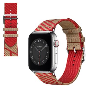 Apple Watch 40mm kaksivärinen kankainen ranneke - Khaki / Punainen