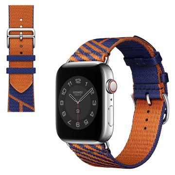 Apple Watch 40mm kaksivärinen kankainen ranneke - Sininen / Oranssi