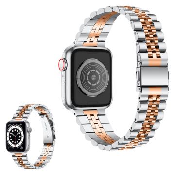 Apple Watch 40mm viiden helmen ranneke ruostumattomasta teräksestä - Hopea / Ruusukulta