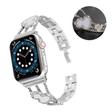 Apple Watch 40mm strassikivikoristeinen kurkku-koristeinen kellonhihna - Hopea / Harmaa