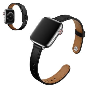 Apple Watch 40mm, ylin kerros aitoa nahkaa - Musta / Hopea