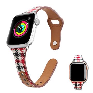 Apple Watch 40mm liner design nahkakellon ranneke - Punainen Ruutu