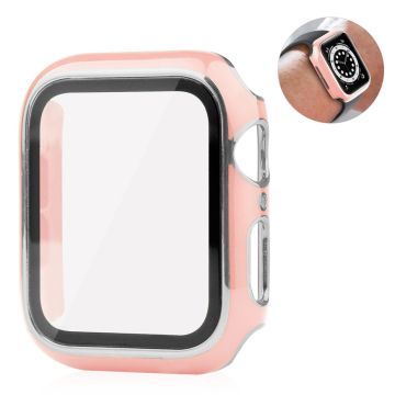 Apple Watch 40mm ainutlaatuinen tyyli kansi + karkaistua lasia näytönsuoja - Pinkki / Hopea