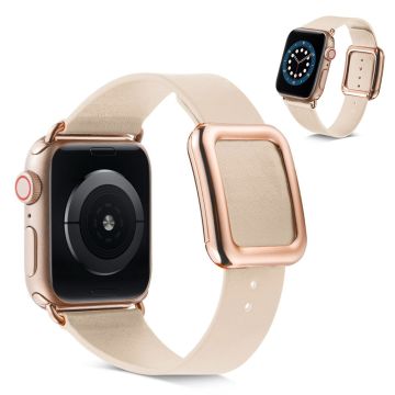 Apple Watch 40mm mikrokuituinen nahkaranneke + solki ruostumatonta terästä - Beige