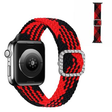 Apple Watch 40mm nylonkellohihna strassisoljella - Punainen Mustan Välissä