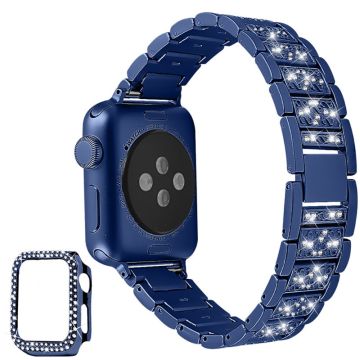 Apple Watch 40mm 3 helmen ja strassikoristeen koristekellon hihna kannella - Sininen