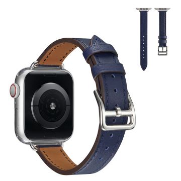 Apple Watch 42mm - 44mm yksinkertainen nahkaranneke - Sininen