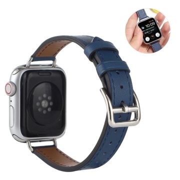 Apple Watch 42mm - 44mm ruuvimallinen nahkaranneke - Sininen