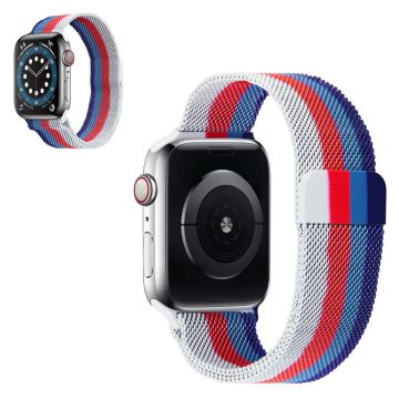 Apple Watch 42mm - 44mm sateenkaariviivakellon hihna - Sininen / Sininen / Punainen / Valkoinen