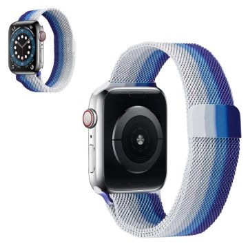 Apple Watch 42mm - 44mm sateenkaariviivakellon hihna - Sininen / Sininen / Hopea / Valkoinen