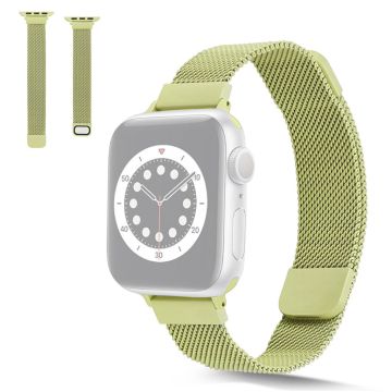 Apple Watch 42mm - 44mm ruostumattomasta teräksestä valmistettu ranneke magneettilukolla - Keltainen