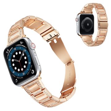 Apple Watch 42mm - 44mm opaali tyyliin strassikivinen kellonhihna - Aprikoosi