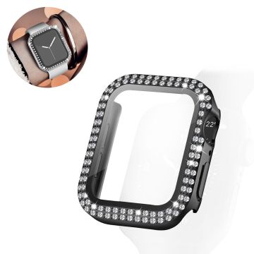 Apple Watch 44mm strassikoristeinen koristekansi + karkaistu lasi - Läpinäkyvä