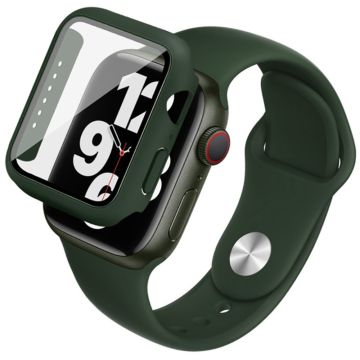 IMAK Apple Watch (44mm) silikonisuojus kellon hihnalla + karkaistu lasi - Tummanvihreä