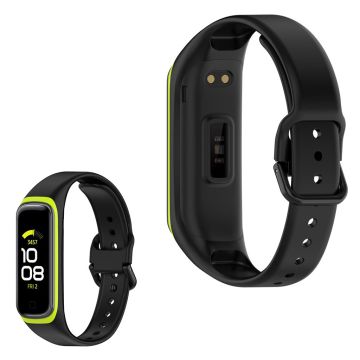 Samsung Galaxy Fit 2 kaksivärinen silikonikellonauha - Musta / Vihreä