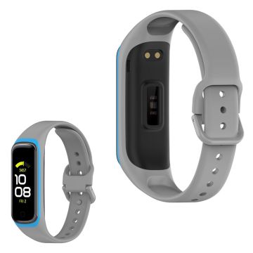 Samsung Galaxy Fit 2 kaksivärinen silikonikellonauha - Harmaa / Sininen