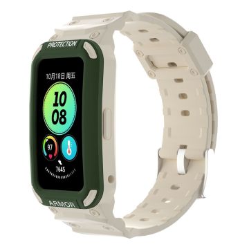 Huawei Band 8 / 7 / 6 hihna suojakuorella - Armeijan Vihreä + Beige