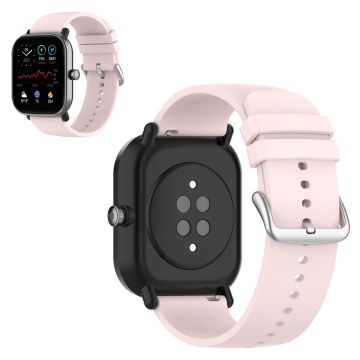 20mm yksinkertainen silikoni ranneke Amazfit-kelloon - Vaalea Pinkki / Hopea Solki