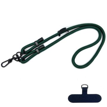 Säädettävä polyesteri kaula / olkapää Lanyard puhelin hihna - Mustanvihreä