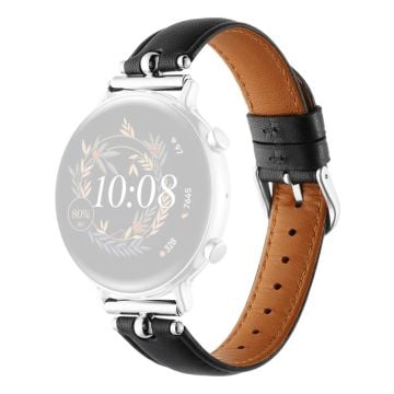 20mm Universal Smart Watch Band Aito lehmännahkahihna - Musta + Hopea Solki Solki