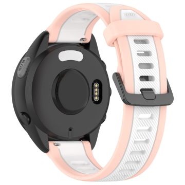 Huawei Watch GT 2 / 3 / 3 Pro / Samsung Galaxy Watch6 Classic Silikoni nauha 20mm kaksivärinen kuvioitu ranneke - Vaalea Pinkki / Valkoinen