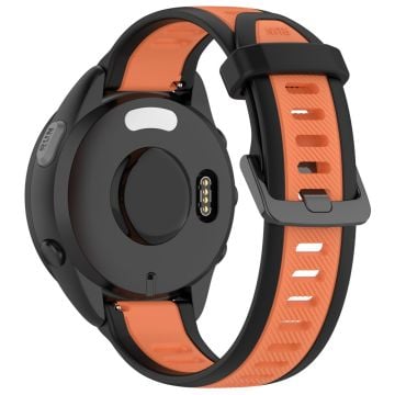 Huawei Watch GT 2 / 3 / 3 Pro / Samsung Galaxy Watch6 Classic Silikoni nauha 20mm kaksivärinen kuvioitu ranneke - Musta / Oranssi