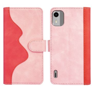 Two-color leather flip case for Nokia C12 Plus / C12 / C12 Pro - Pink