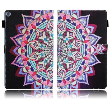 Amazon Fire HD 10 (2019) ainutlaatuinen kuvio nahkainen flip case - Mandala Kukka