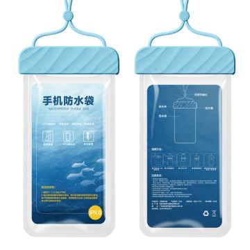 Universal IPX8 waterproof wave style phone pouch for 7.2 inch phones - Blue