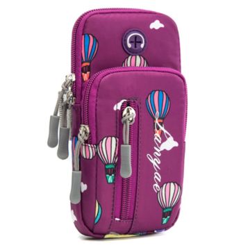 Universal elastic armband hot air balloon pattern style phone pouch - Purple / Size: L