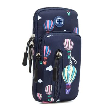 Universal elastic armband hot air balloon pattern style phone pouch - Dark Blue / Size: S