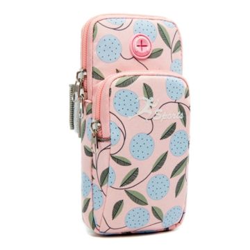 Colorful leaves pattern elastic armband pouch for phones - Size: S