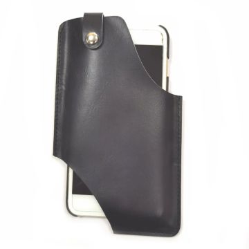 Universal leather waist phone pouch - Black Size: S