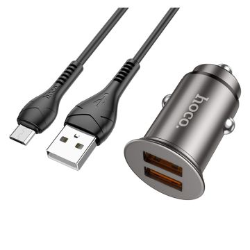 NZ1 Developer 36W dual port QC3.0 car charger set(Micro) - Metal Grey