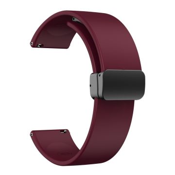 20mm Universal Silicone strap with folding black buckle - Wine Red