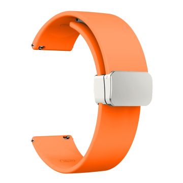 20mm Universal Silicone strap with folding silver buckle - Orange