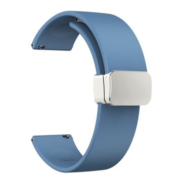 20mm Universal Silicone strap with folding silver buckle - Blue