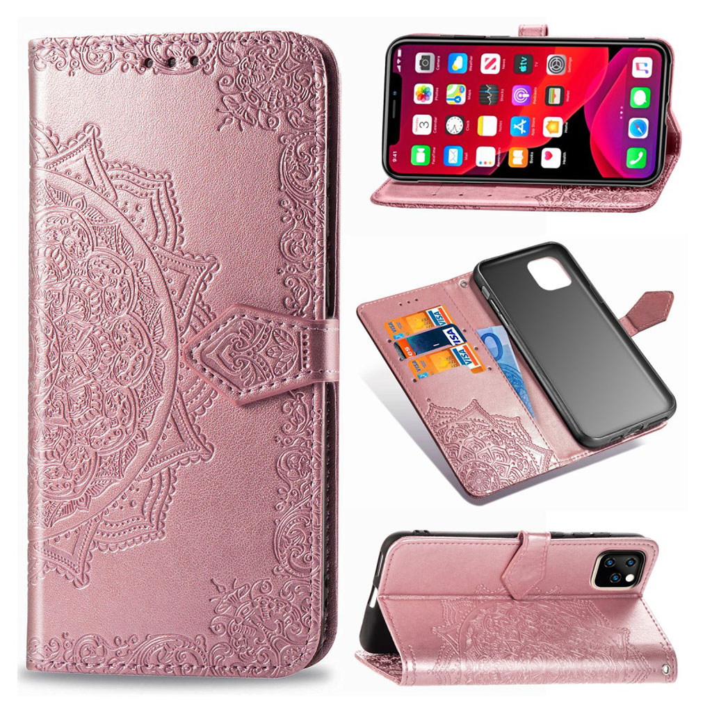 Apple Mandala iPhone 11 Flip kotelot - Ruusukulta Pinkki