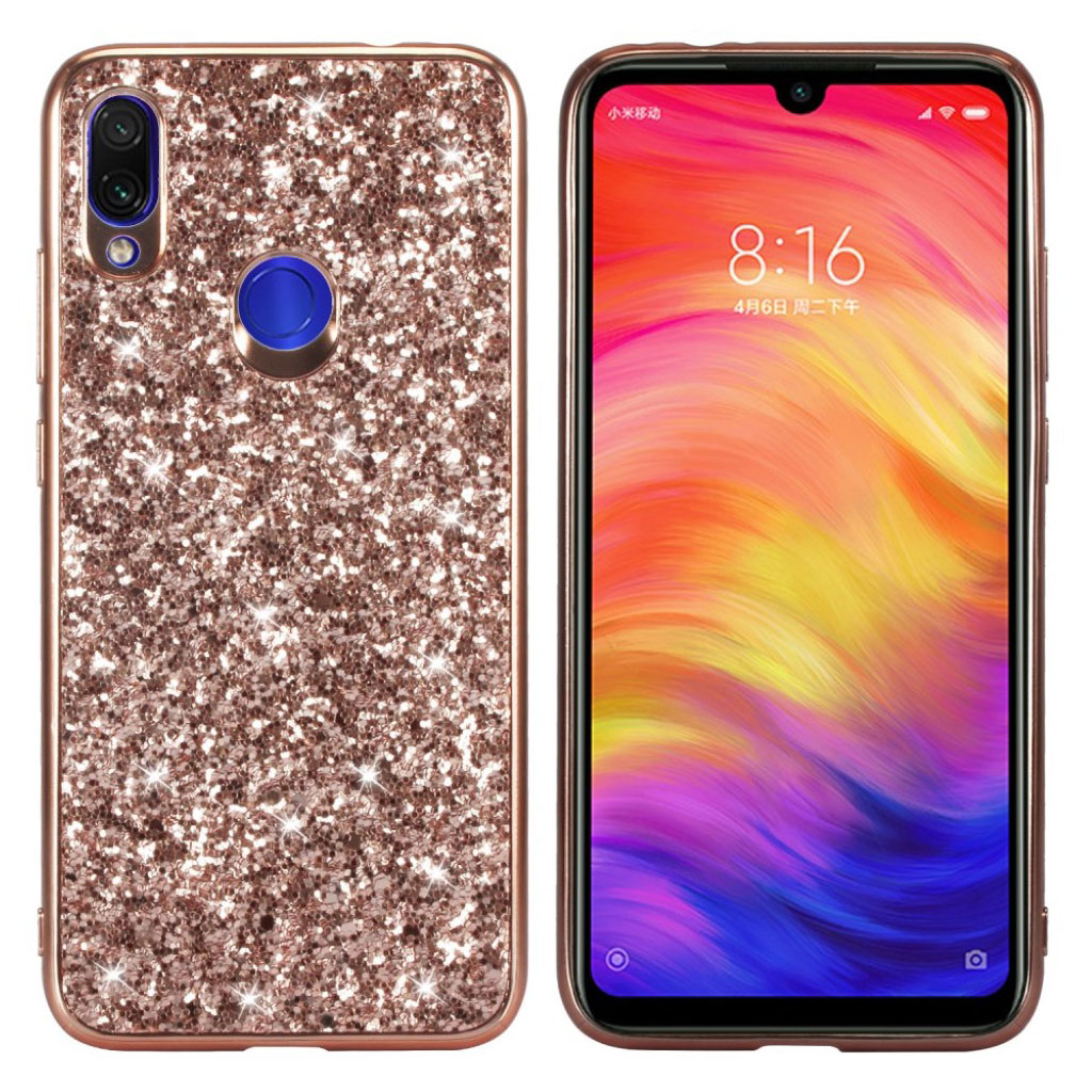 Xiaomi Glitter Redmi Note 7 / 7S Pro kotelot - Ruusukulta Pinkki